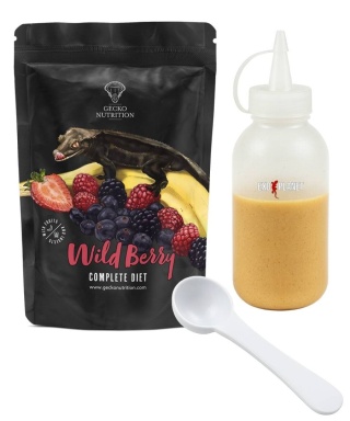 Gecko Nutrition Zestaw: Owoce Leśne 50g + Butelka do wyciskania pokarmów 100ml + Łyżeczka-miarka MiniSpoon