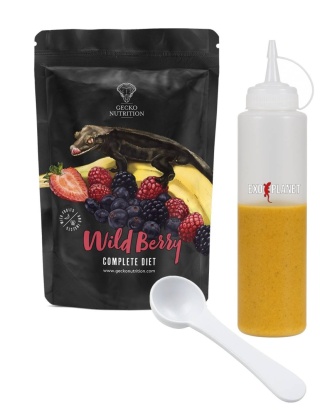 Gecko Nutrition Zestaw: Wild Berry - Owoce Leśne 100g + Butelka do wyciskania pokarmów 230ml + Łyżeczka-miarka MiniSpoon
