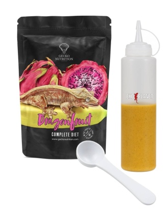 Gecko Nutrition Zestaw: Smoczy Owoc 100g + Butelka do wyciskania pokarmów 230ml + Łyżeczka-miarka MiniSpoon