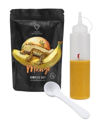 Gecko Nutrition Zestaw: Mango 100g + Butelka do wyciskania pokarmów 230ml + Łyżeczka-miarka MiniSpoon