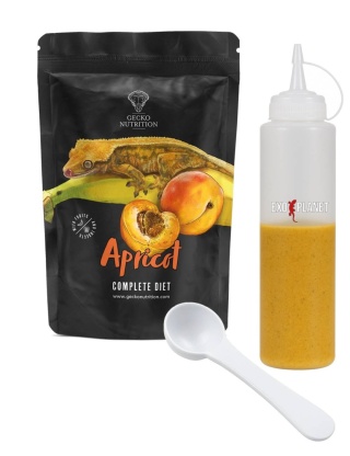 Gecko Nutrition Apricot - Morela 100g + Butelka do wyciskania pokarmów 230ml + Łyżeczka-miarka MiniSpoon
