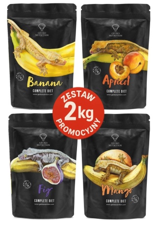 Gecko Nutrition Zestaw 2 kg: Banan + Morela + Figa + Mango