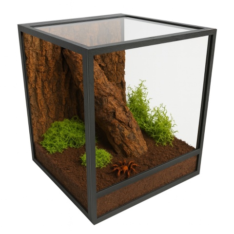 Terrarium szklane z ramkowe 15x15x15cm gilotyna - czarne Terrarium szklane z ramkowe 15x15x15cm gilotyna - czarne