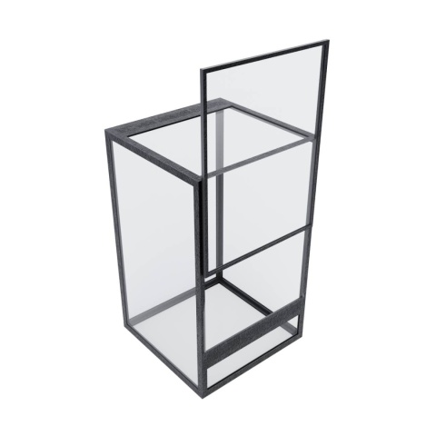 Terrarium szklane z ramkowe 15x15x20cm gilotyna - czarne Terrarium szklane z ramkowe 15x15x20cm gilotyna - czarne