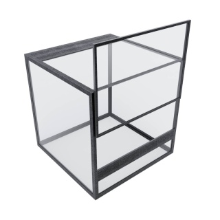 Terrarium szklane z ramkowe 20x20x20cm gilotyna - czarne