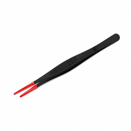 EXO PLANET Pęseta Terrarystyczna 16 cm prosta z ogumioną końcówką - czarno-czerwona