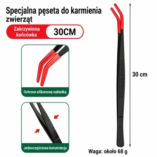 EXO PLANET Pęseta Terrarystyczna 30 cm zagięta z ogumioną końcówką - czarno-czerwona