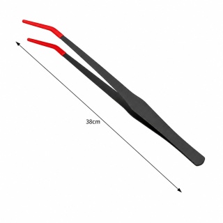 EXO PLANET Pęseta Terrarystyczna 38 cm zagięta z ogumioną końcówką - czarno-czerwona