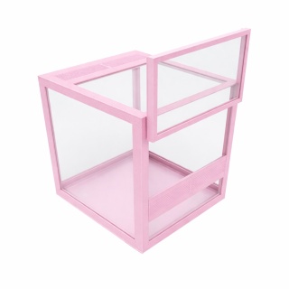 Terrarium szklane ramkowe 10x10x10cm gilotyna - różowe