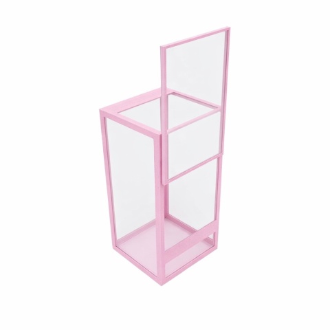 Terrarium szklane ramkowe 10x10x15cm gilotyna - różowe