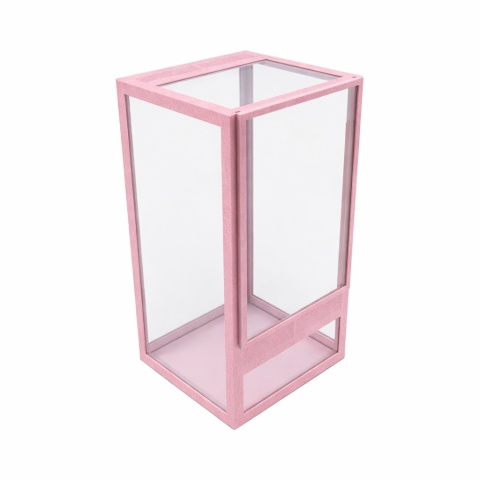 Terrarium szklane ramkowe 10x10x20cm gilotyna - różowe