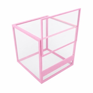 Terrarium szklane ramkowe 15x15x15cm gilotyna - różowe