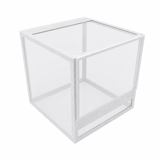 Terrarium szklane ramkowe 15x15x15cm gilotyna - białe