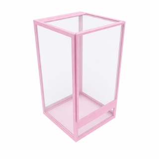 Terrarium szklane ramkowe 15x15x20cm gilotyna - różowe