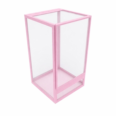Terrarium szklane ramkowe 15x15x20cm gilotyna - różowe