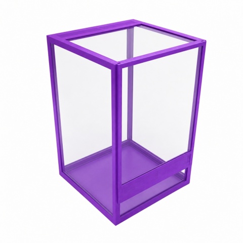 Terrarium szklane ramkowe 15x15x25cm gilotyna - fioletowe