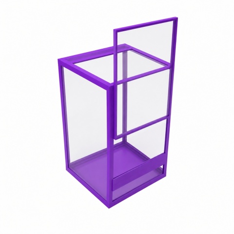 Terrarium szklane ramkowe 15x15x25cm gilotyna - fioletowe