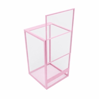 Terrarium szklane ramkowe 15x15x25cm gilotyna - różowe