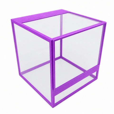 Terrarium szklane ramkowe 20x20x20cm gilotyna - fioletowe