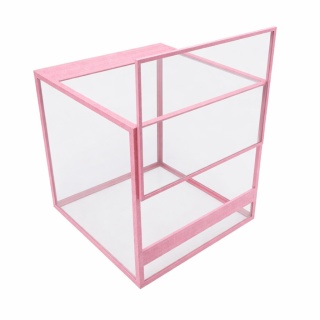 Terrarium szklane ramkowe 20x20x20cm gilotyna - różowe