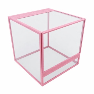 Terrarium szklane ramkowe 20x20x20cm gilotyna - różowe