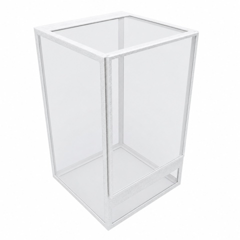 Terrarium szklane ramkowe 20x20x25cm gilotyna - białe