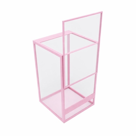 Terrarium szklane ramkowe 20x20x25cm gilotyna - różowe