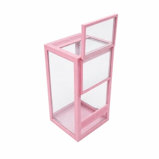 Terrarium szklane ramkowe 7x7x13cm gilotyna - różowe