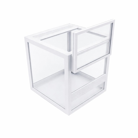 Terrarium szklane ramkowe 7x7x7cm gilotyna - białe